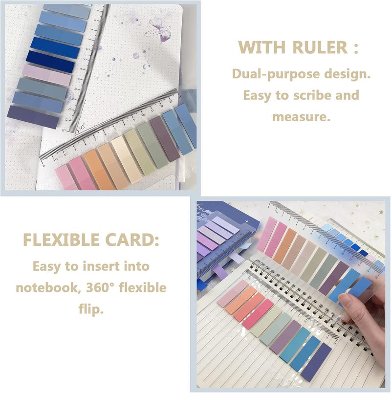 Potanro 800 Pcs Sticky Index Tabs, 4 Sheets Strip Index Tabs, Writable Page Sticky Notes with Ruler for Page Marking Classify File - Image 3